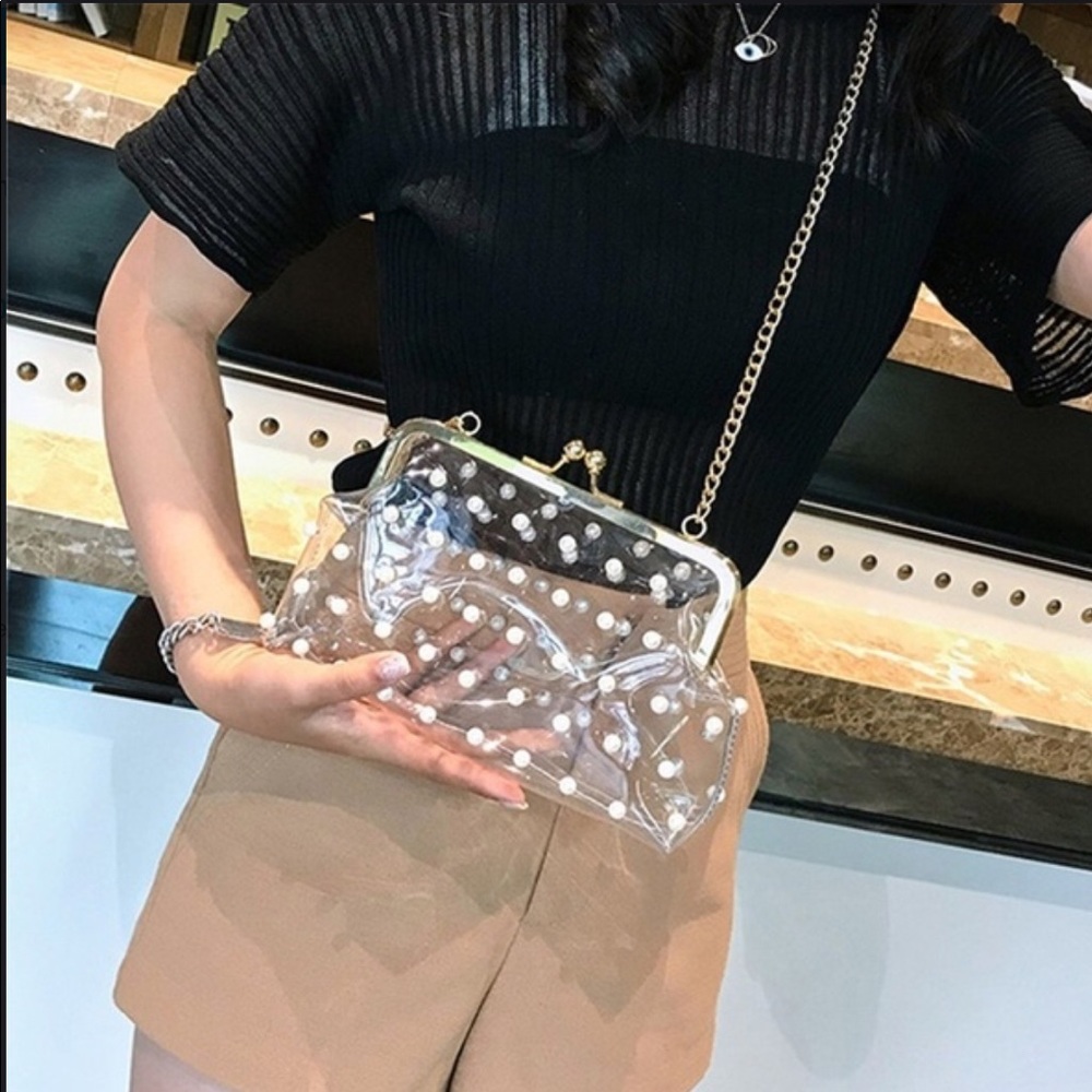 Women’s Beaded Transparent Crossbody Jelly Bag - Picture 1 of 6